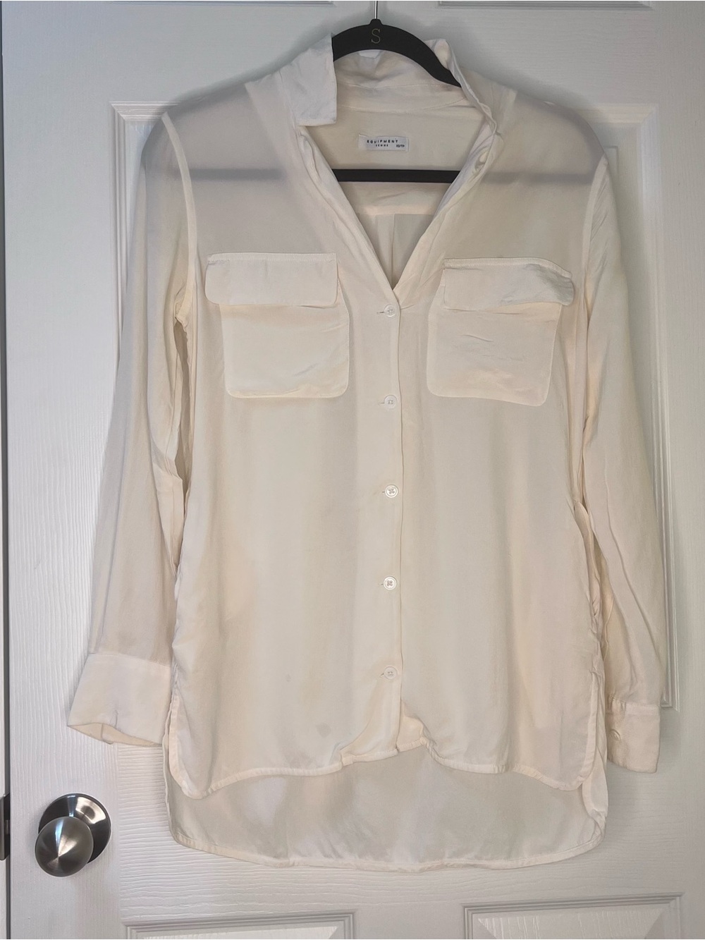 Equipment Femme Women's Ivory Silk Blouse Quiet Luxury Old Money Office size XS